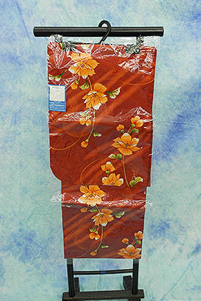 (84) 浴衣　KUKATA　未使用　綿100％　cotton 赤　花柄 Japanese Kimonoa casual summer kimono 163cm 64inch unused