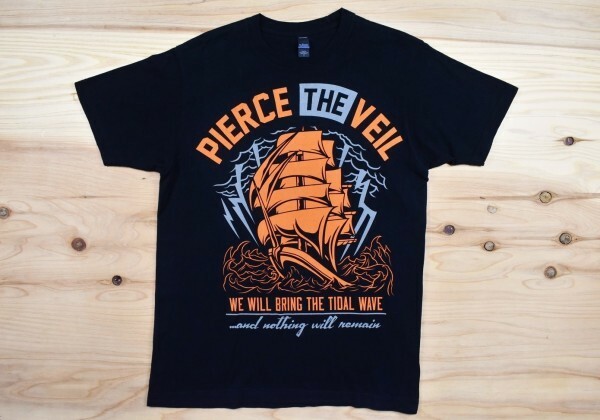 USA古着 Pierce The Veil ピアスザヴェイル We Will Bring The Tidal Wave Tシャツ sizeM 黒 バンドT 音楽 ハードコア アメリカ tultex