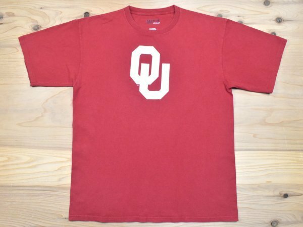 USA古着 SECTION Majestic オクラホマ大学 ロゴ Tシャツ sizeL 赤 レッド カレッジ セクション マジェスティック アメリカ アメカジ