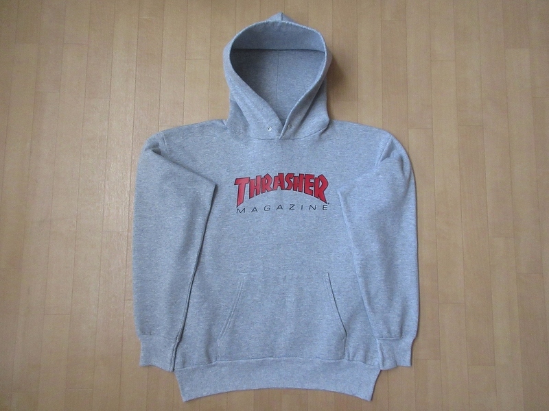 90's THRASHER MAGAZINE オールド ロゴ 旧Hanes パーカー M スラッシャー マガジン ヘインズ フーディー スウェット スケートOLD SKATE古着