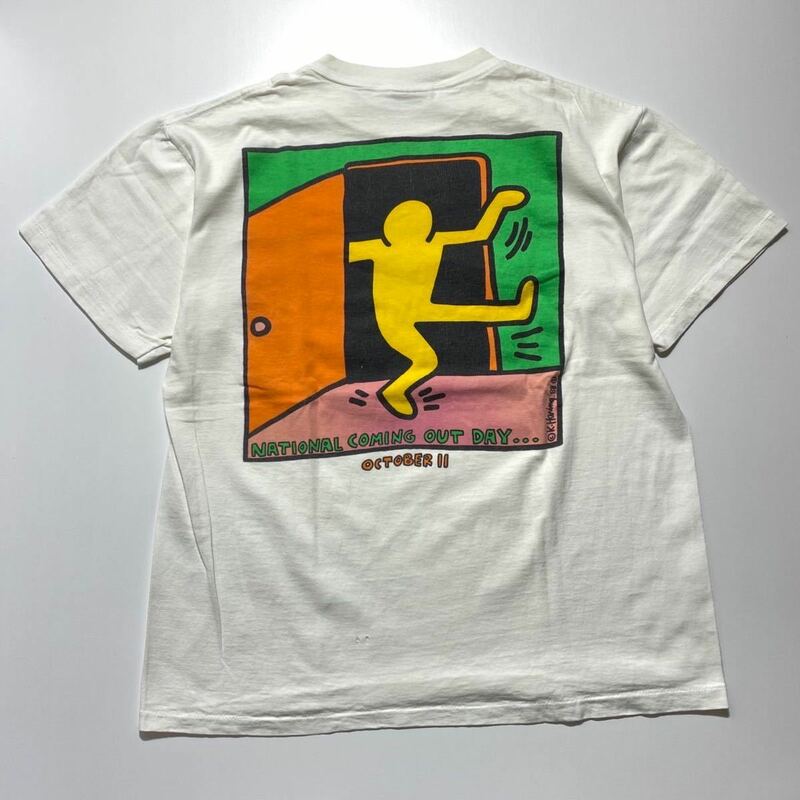 【L】80s Vintage Keith Haring National Coming Out Day Tee 80年代 ヴィンテージ キースヘリング プリント Tシャツ USA製 G1854