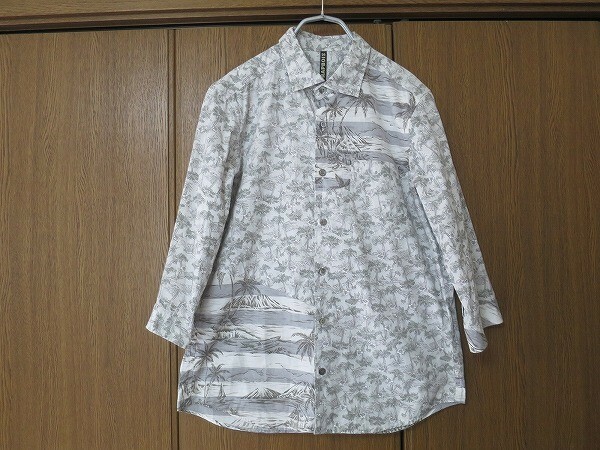 美品FRAPBOIS （フラボア）ヤシノキ柄　パッチワークシャツ　七分袖くらいの丈