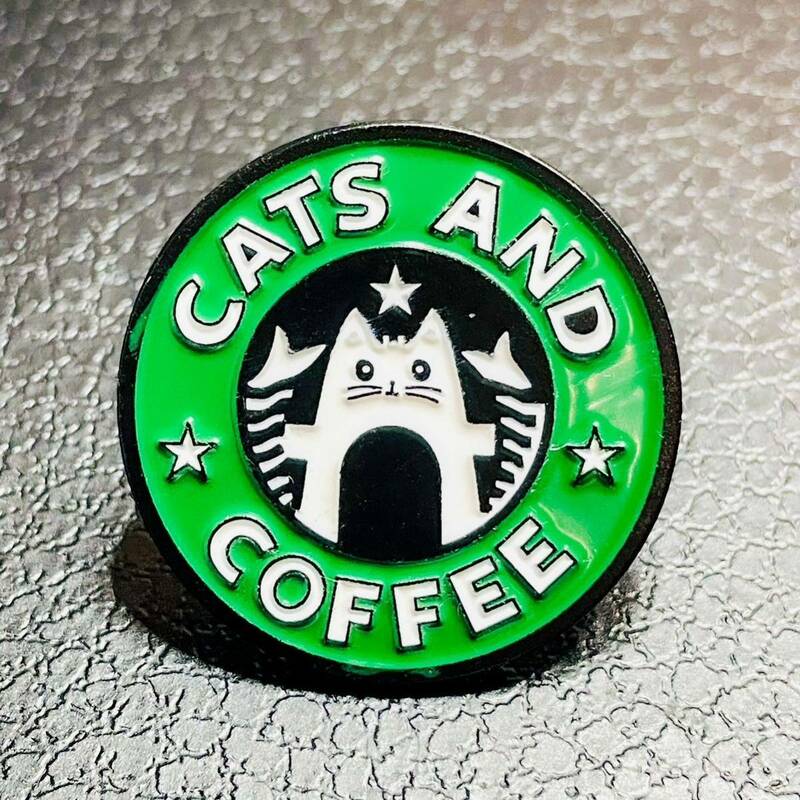 CATS AND COFFEE　スタバ　パロディ　ピンバッジ　ピンズ　猫