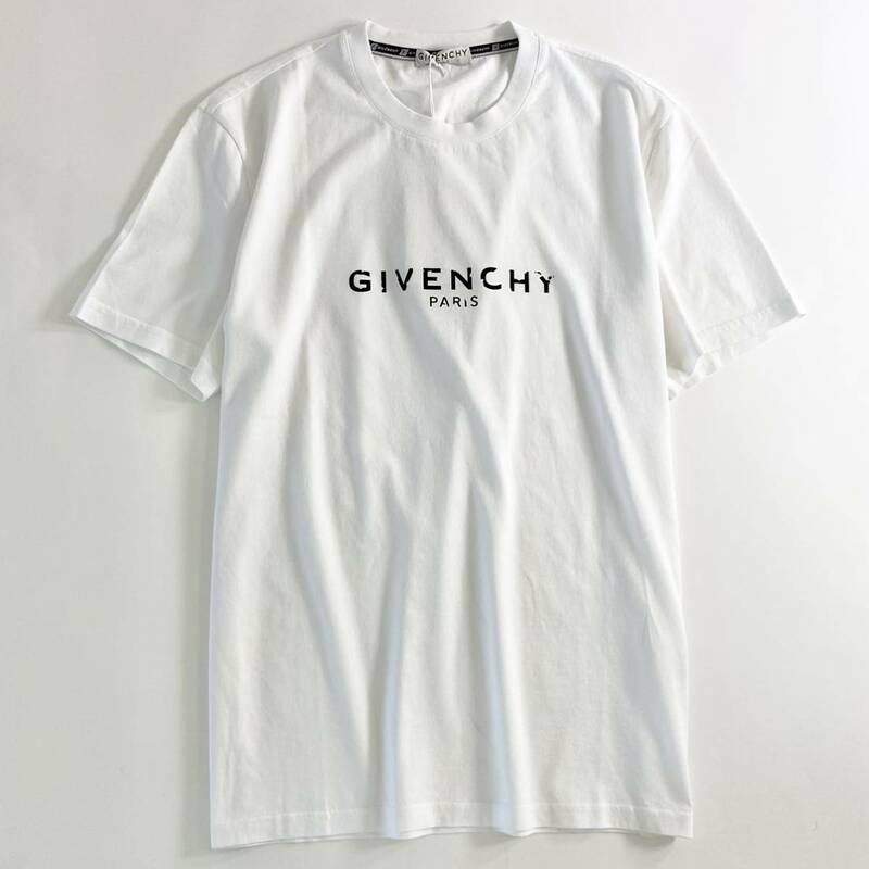 ◯7e20 未使用タグ付☆ GIVENCHY ジバンシー VINTAGE SLIM FIT T-SHIRT サイズL ホワイト メンズ Tシャツ 半袖 ロゴプリント クルーネック