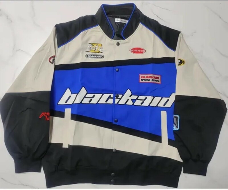 DRIVING JACKET/ドライビングジャケット　Lサイズ/ブルー/ワッペンジャケット/モーターサイクルジャケット/MOTORCYCLEJACKET