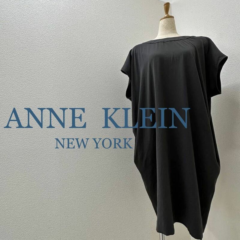 a62N ANNE KLEIN NEW YORK (アン クライン)チュニック size15(ＸＸＬ位) ダークグリーン 日本製