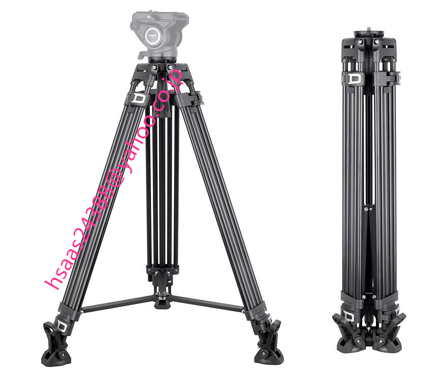  INNOREL VF80 ビデオ三脚、プロ級 アルミ合金 三脚 3段伸縮 78-176CM作業高さ 14/18MMパイプ径 12KG最大耐荷重 レバーロック式 三脚のみ