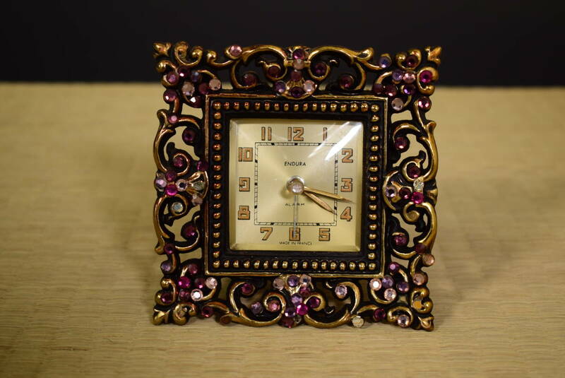 【和】(6244)　時代古作　フランス製　額縁時計　手巻き　西洋アンティーク