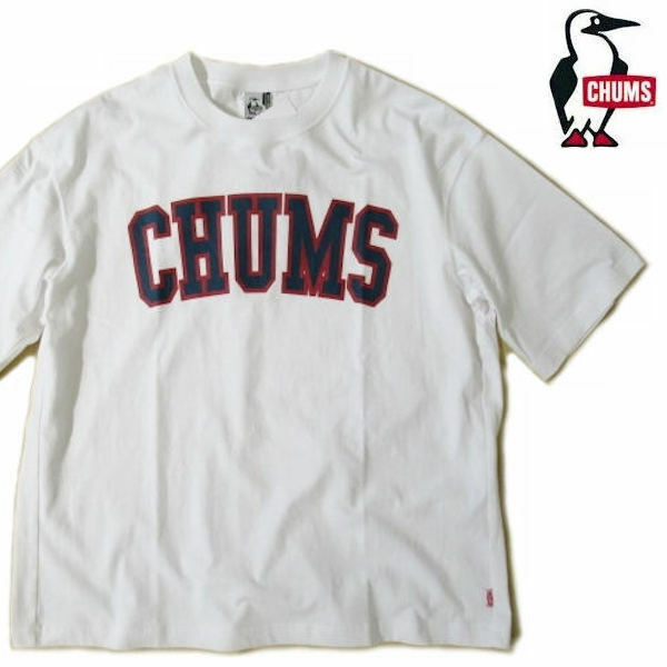 チャムス/CHUMS　オーバーサイズドチャムスカレッジＴシャツ リサイクルコットン 大きめＴシャツ CH01-2180 ホワイト Lサイズ