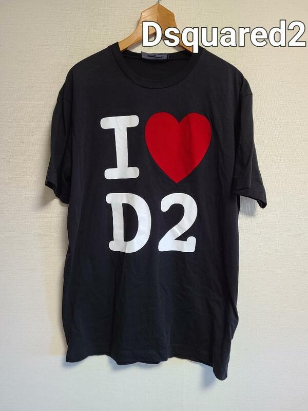 ディースクエアード Tシャツ 半袖 ロゴ プリント XL 黒 DSQUARED2