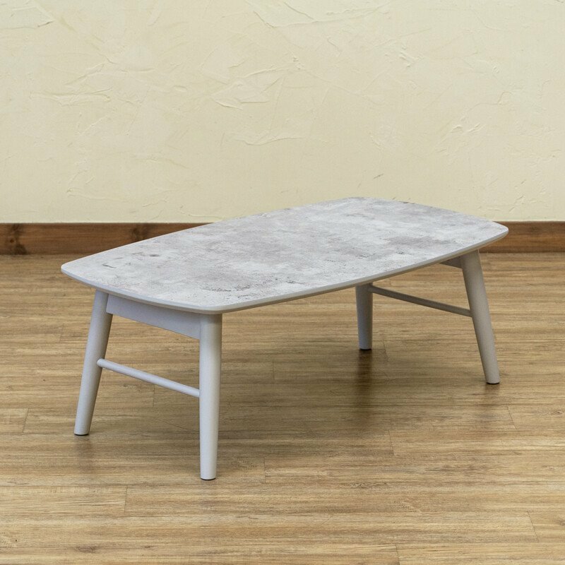 テーブル 幅90cm センターテーブル 折りたたみ ソファテーブル コンパクト 折り畳み 長方形 リビング コンクリートグレー色
