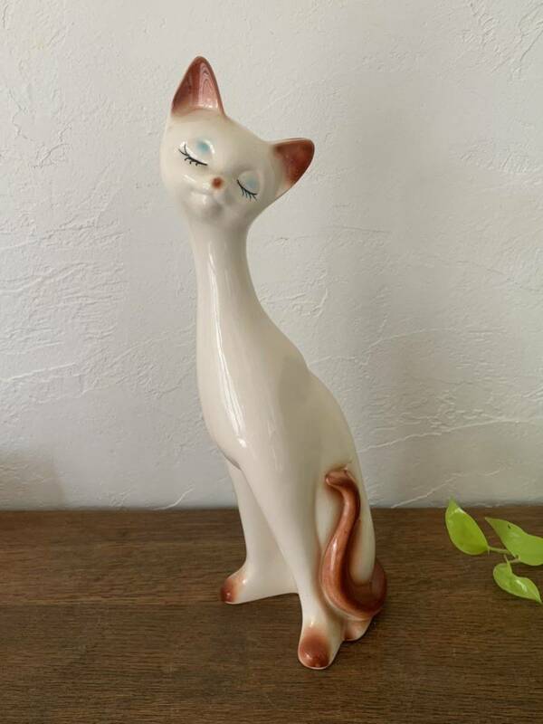 昭和レトロ かわいい猫 置物 猫の置物 陶器製
