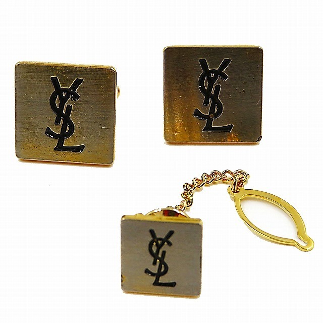 イヴ・サンローラン Yves Saint Laurent ピンバッジ＆カフス3点set ☆0716339-8