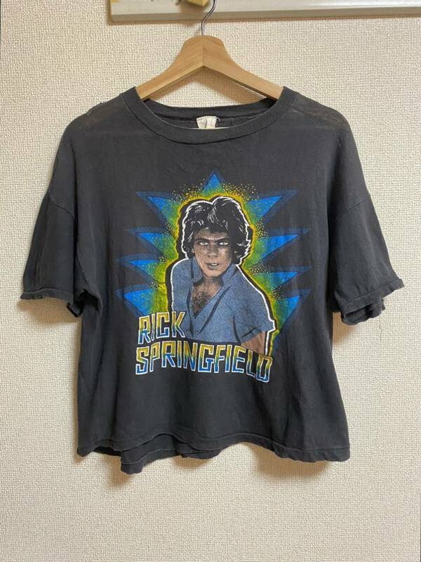 【レア】1980s RICK SPRINGFIELD パキ綿Tシャツ　ダメージT ビンテージ バンドTシャツ ミュージシャン　ロックT パキスタンコットン　音楽