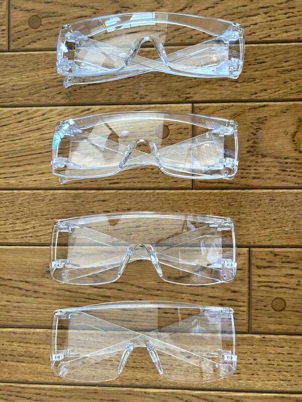 ④安全メガネ　保護メガネ　安全ゴーグル　4点セット　専用袋付属