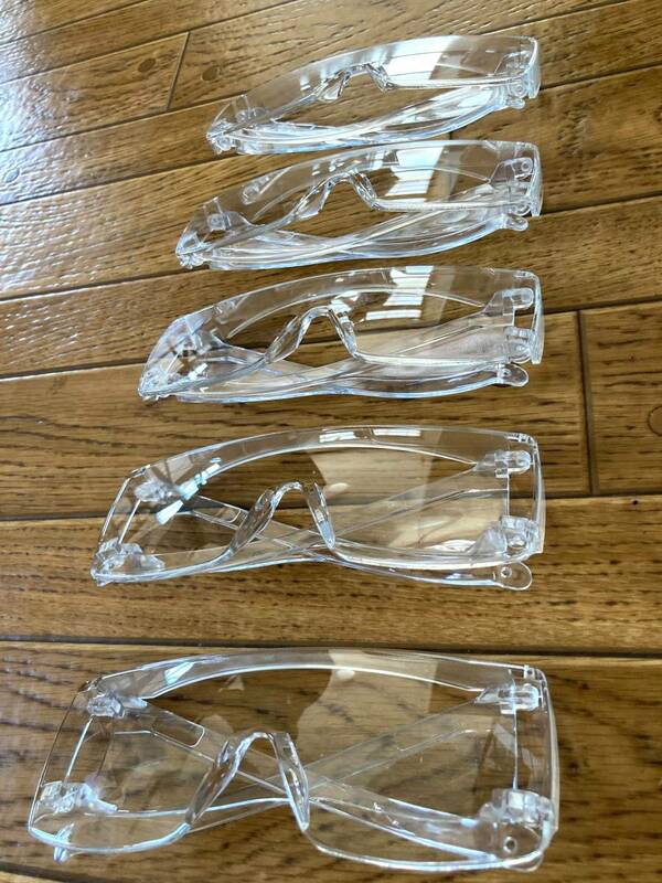 ③安全メガネ　保護メガネ　安全ゴーグル　5点セット　専用袋付属