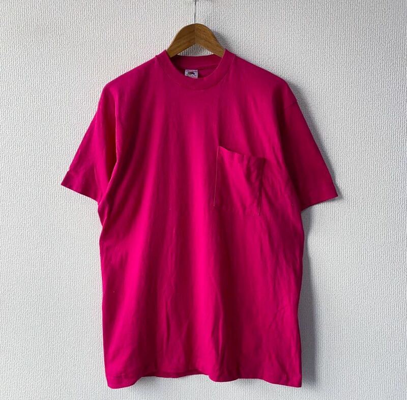 90s USA製 FRUIT OF THE LOOM ポケット Tシャツ XL フルーツオブザルーム 半袖 ポケT
