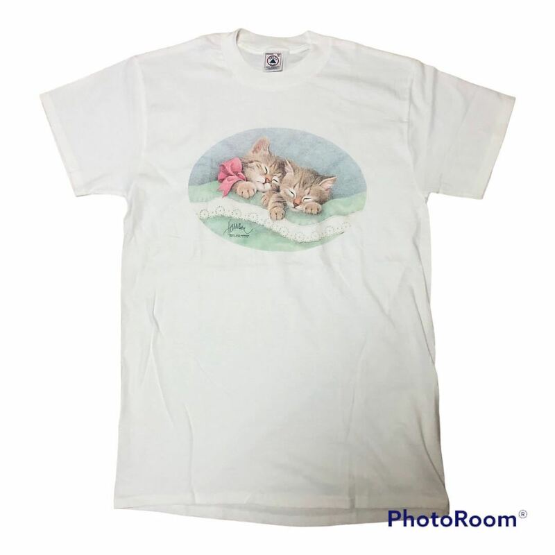 美品 90s00s BOB HARRISON 子猫 グラフィック Tシャツ Ｍ