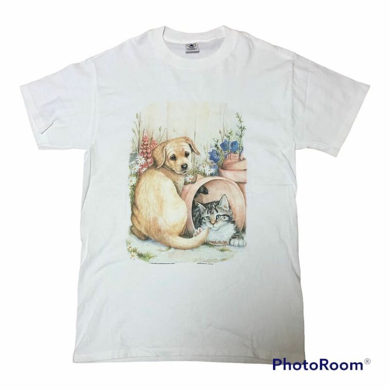 美品 90s 子犬 子猫 グラフィック Tシャツ Ｍ