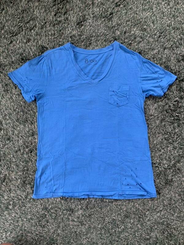 ロンハーマン 8100ダメージ加工Tシャツ　ブルー　サイズS 一回使用です。