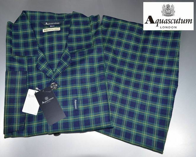 新品 L アクアスキュータム Aquascutum ツイルチェック パジャマ 寝巻き 綿100%（コットン100％）レナウン