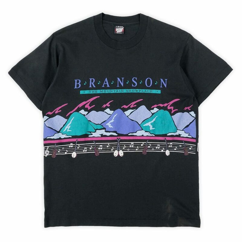 90s SCREEN STARS スーベニア Tシャツ プリント スクリーンスターズ Branson Missouri 半袖 アメリカ製 (-9016) ブラック / 黒 L