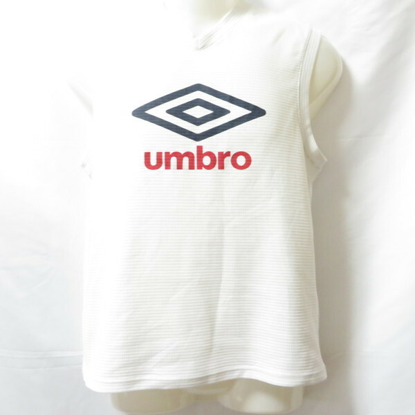 古着 メンズL UMBRO/アンブロ ノースリーブ インナーシャツ サッカー フットサル 練習着 ホワイト UBS7134