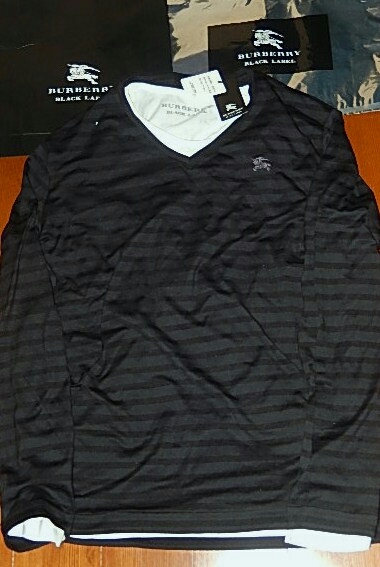 新品 タグ等 バーバリーブラックレーベル BURBERRY ブラック 加工 アンサンブル 長袖Tシャツ 2枚 セット カットソー シャツ 3 Ｌ 三陽商会