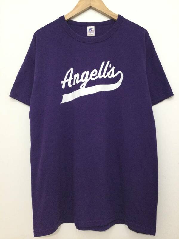 RUSSELL ATHLETIC ラッセルアスレチック メキシコ製 半袖Tシャツ ロゴTシャツ メンズL〜 紫系 VINTAGE 良品