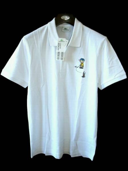 新品 Men's 4 ラコステ LACOSTE x PEANUTS 半袖 ポロシャツ 白 MEN'S : Charlie Brown ピーナッツ ポロ 日本サイズ L位 中国製