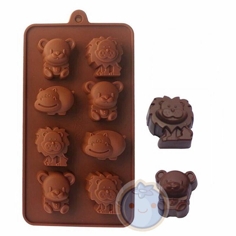 新品（送料無料） 動物シリコンモールド型 チョコ型　おもちゃ クマ 熊型　ライオン　かば 抜き型　ゼーリ　飴　製氷器　レジン　石鹸型