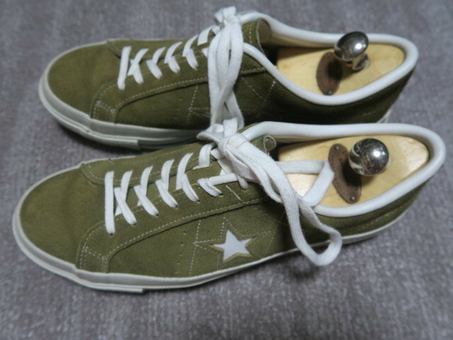 美品 希少 国産 CONVERSE ONE STAR J コンバース ワンスター スエード オリーブ カーキ US 8.5 JP 27cm レアカラー 日本製