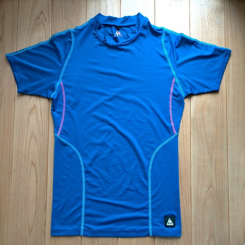 lecoqsportif ルコック コンプレッションシャツ 半袖Tシャツ メンズM ブルー系 ストレッチ スポーツ インナー 送料無料