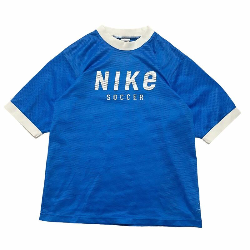 古着 NIKE SOCCER ナイキ サッカー メッシュ ゲームシャツ リンガー Tシャツ