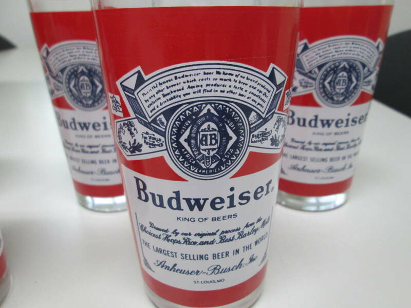 バドワイザー グラス 5個セット 検索用：コップ タンブラー カップ レトロ アメリカン 雑貨 ビール ロゴ 看板 ヴィンテージ