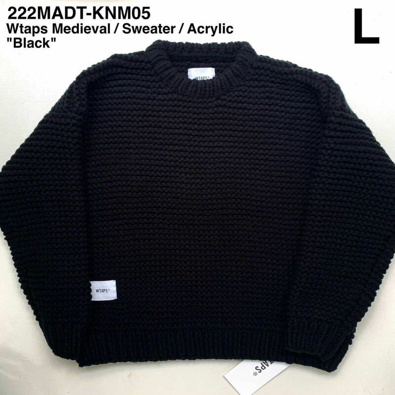 新品 2022AW WTAPS ダブルタップス ローゲージ ニット セーター 03 メンズ L 黒 ブラック Medieval / Sweater / Acrylic 222MADT-KNM05