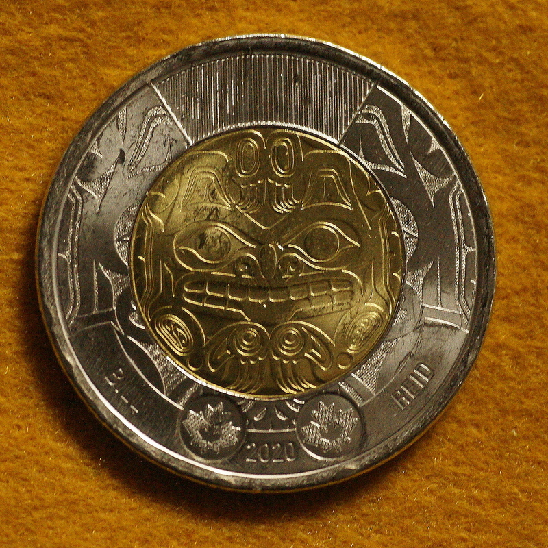★無塗装版1種1枚★カナダ先住民芸術家★ビル・リード生誕100周年記念2ドル硬貨コイン2020年 