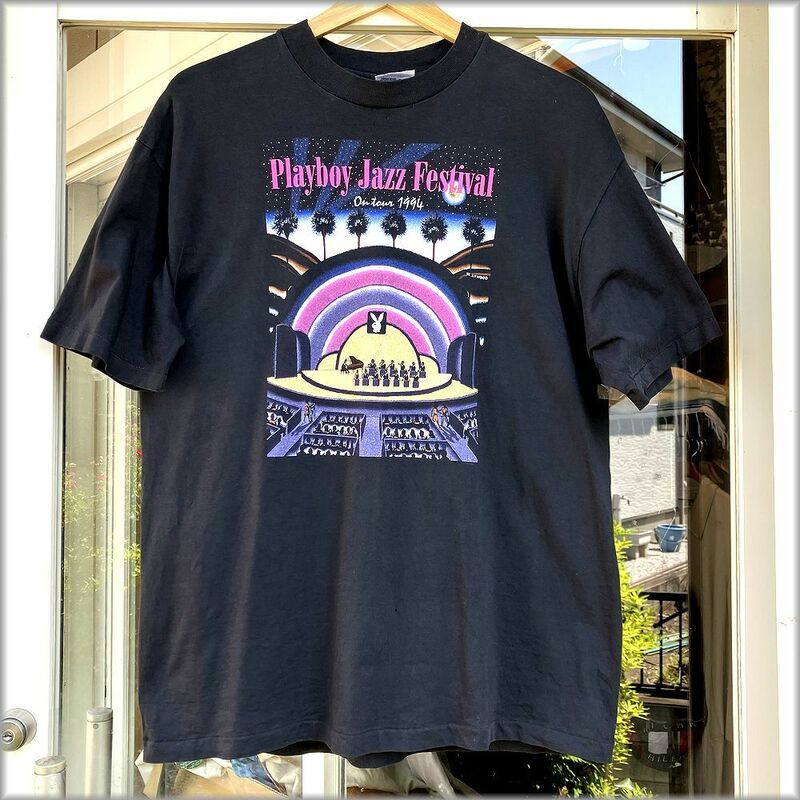 ★Playboy Jazz Festival　90s 1994　USA製　Tシャツ　L　ヘインズ　BEEFY-T　ブラック★検 プレイボーイ ジャズ ライブ ビンテージ 古着