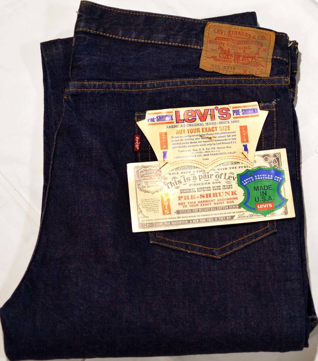 h162/LEVIS805 66前期★60'sヴィンテージ★フラッシャー付き デッドストック！