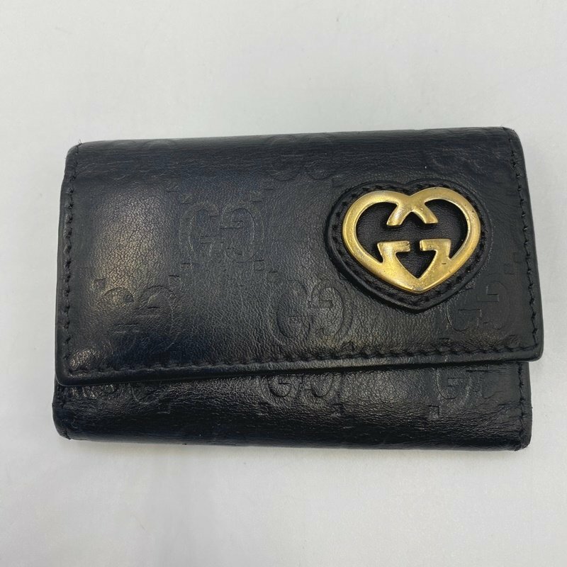 【中古】GUCCI 257217 キーケース 6連＜小物＞グッチ ブラック ブランド レディース GG キーリング