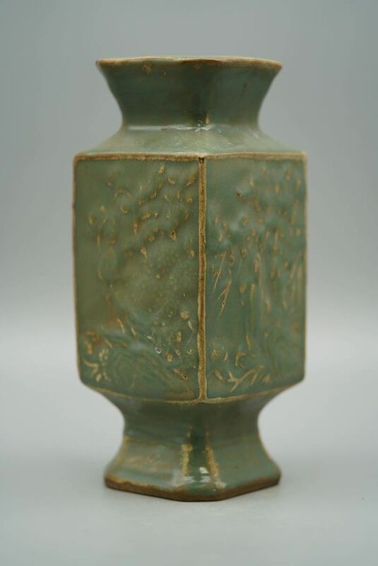 中国 古美術 龍泉窯 青磁 方瓶 花瓶 南宋 時代物