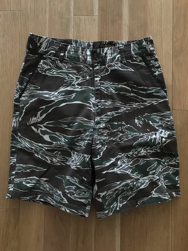 CORONA Tiger Stripe Combat Fatigue Short Slacks コロナ タイガーカモ カモフラ ショートパンツ ハーフパンツ ショーツ Vet Post ポスト