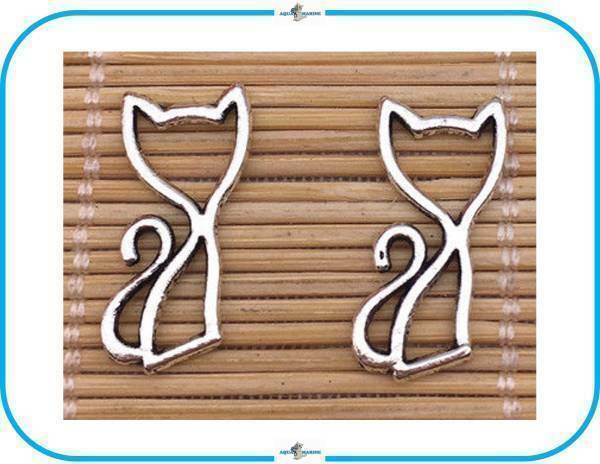E213 ネコ 猫 ねこ チベット チャーム シルバー アクセサリー 材料 2個セット ハンドメイド 手芸 服飾 パーツ 人気 動物モチーフ デザイン
