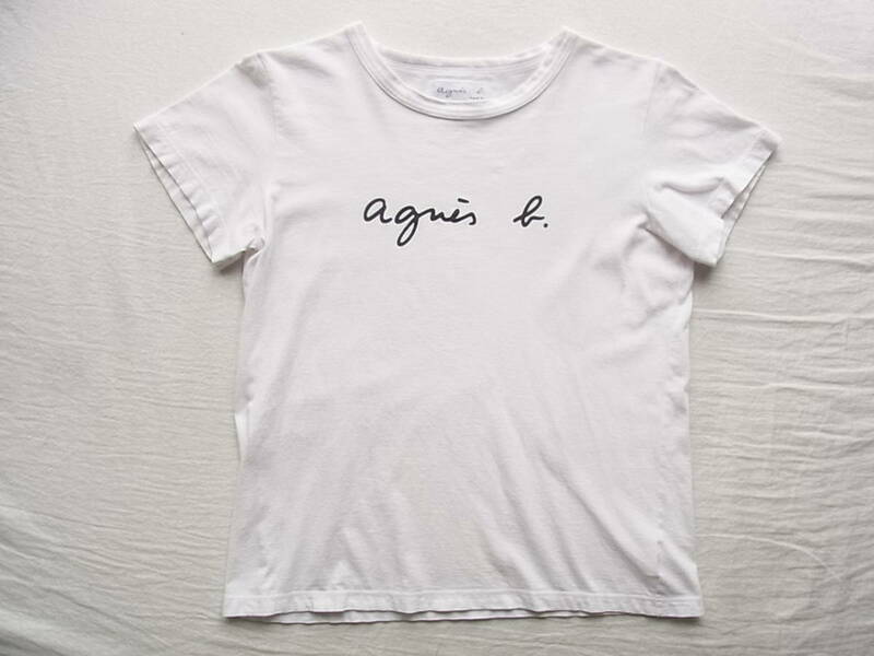 agnes b. アニエスベー ロゴプリント入り　Tシャツ　サイズ T1 日本製 ホワイト