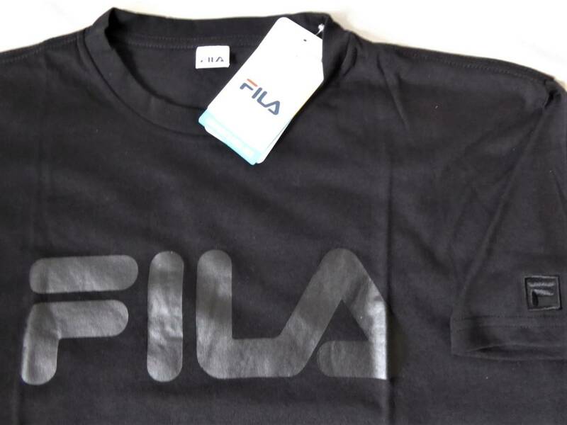 FILA フィラ BIGロゴ 吸水速乾 DRY UVCUT ストレッチ 半袖 Tシャツ　LL　ブラック