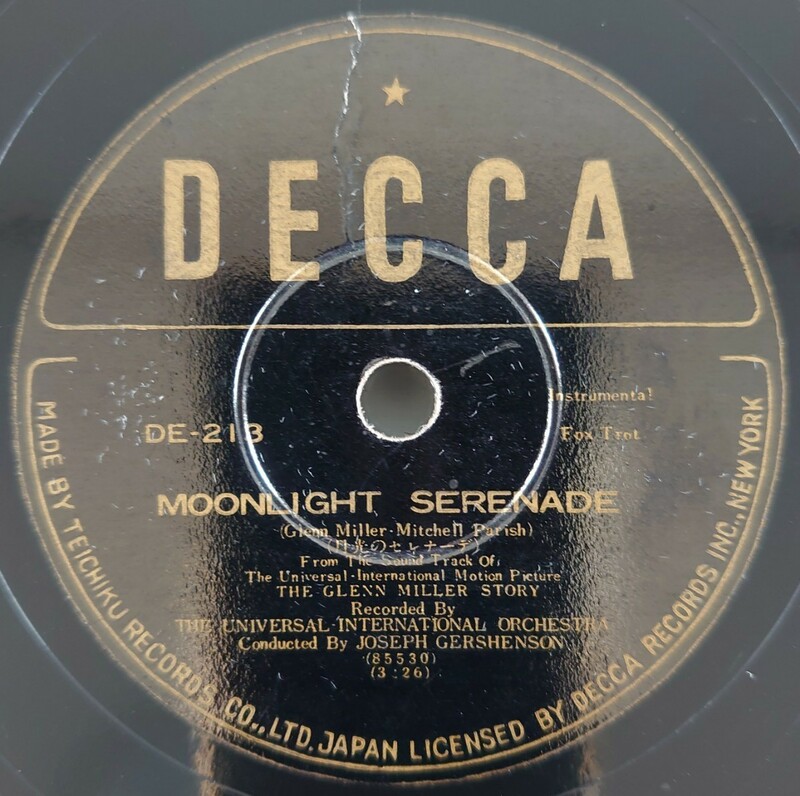 【SP盤レコード・ヒビ有】MOONLIGHT SERENADE(月光のセレナーデ)/TUXEDO JUNCTION(タキシード・ジャンクション) THE GLENN MILLER STORY