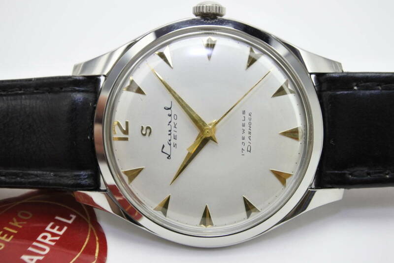 ☆☆☆奇跡未使用デッドストック品　１９５０年代国産名機 SEIKO Laurel 17石 手巻き紳士腕時計 純正SEIKO革ベルト