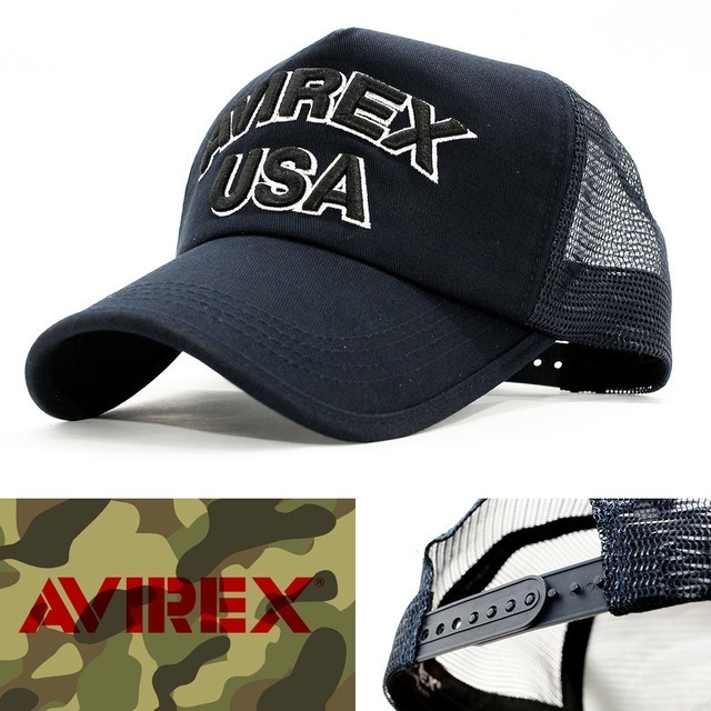 メッシュキャップ 帽子 メンズ AVIREX USA MESH CAP アヴィレックス ネイビー 14407200-49 アビレックス ミリタリー アメリカ