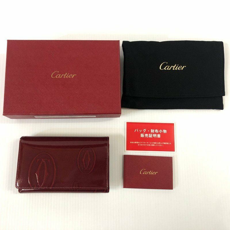 TEI【中古品】 CARTIER カルティエ L3000347 ハッピー バースデー ウォレット ボルドー 箱 販売証明書付き 〈181-230529-TS-4-TEI〉