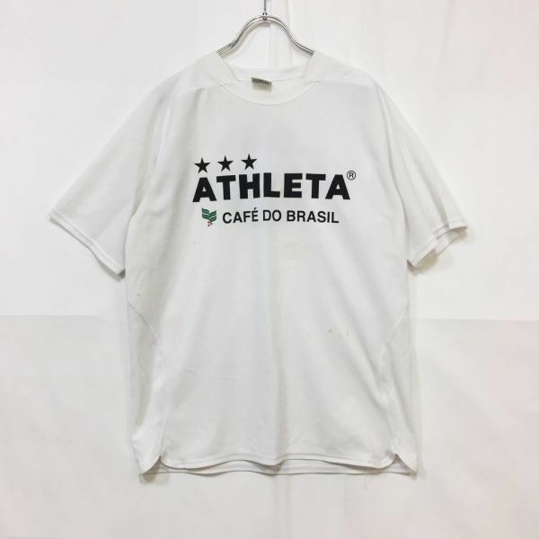 アスレタ/ATHLETA サッカー フットサル 半袖Ｔシャツ ビックロゴ ホワイト サイズＬ メンズ